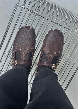 Mary Jenny studs Grained shoe Chicory Coffee D1020022 Ganni 